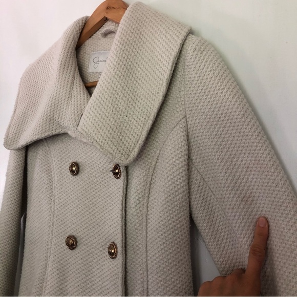 JESSICA SIMPSON Women’s Cream Buttoned Pea Coat Wool BlendSize XS - Picture 3 of 14
